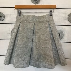 Metallic Pleat Mini Skirt